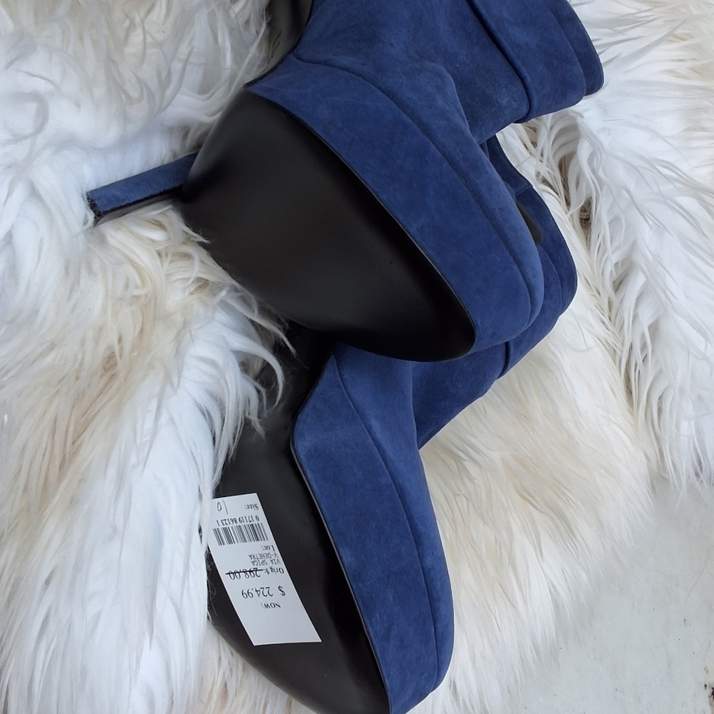 Via Spiga Blue Suede Side BuckleStiletto Ankle boots 10 NEW - Picture 14 of 14